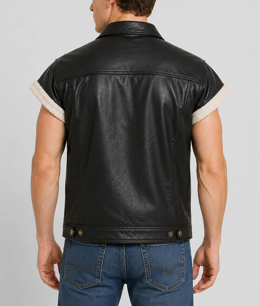 John Marston Black Leather Vest - Back