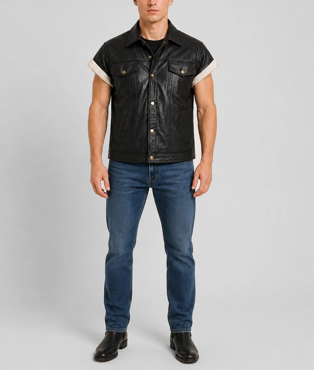 John Marston Black Leather Vest - Full