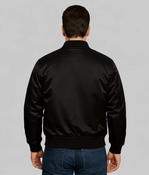 Rocky Black Satin Jacket - Back