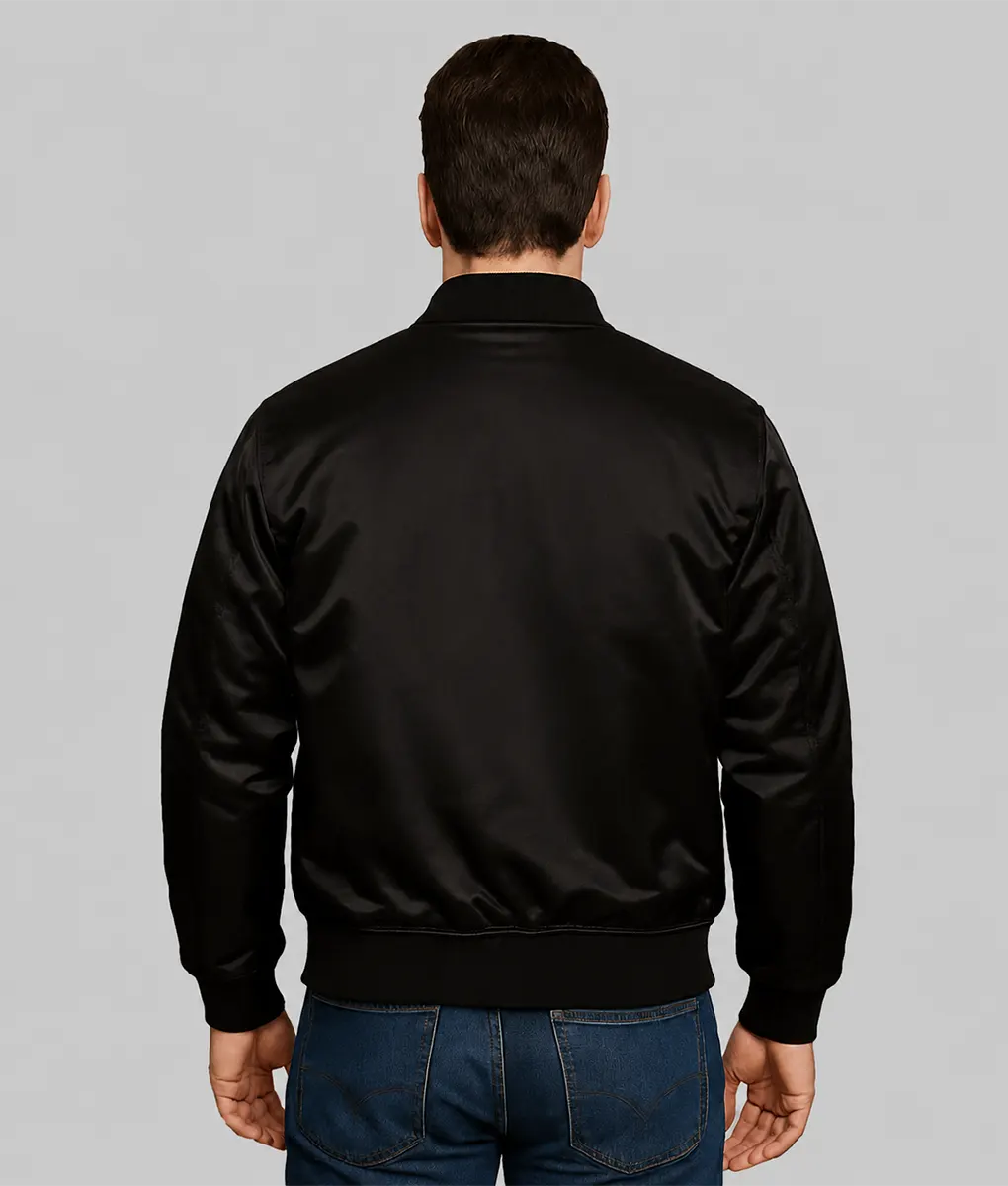 Rocky Black Satin Jacket - Back