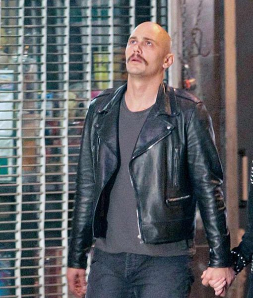 bald guy leather jacket
