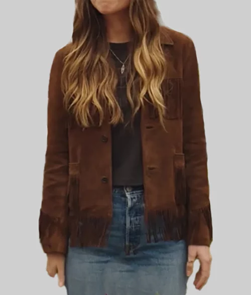 The High Note Maggie (Dakota Johnson) Fringe Western Suede Jacket