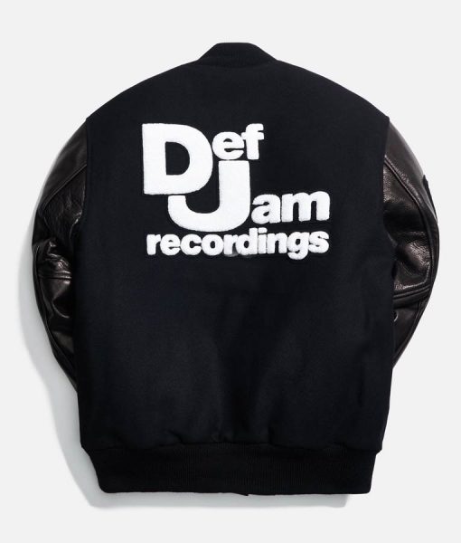 Def Jam Black Varsity Jacket with Real Leather Sleeves TLC