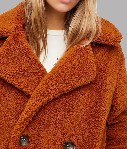 Beth Orange Shearling Coat