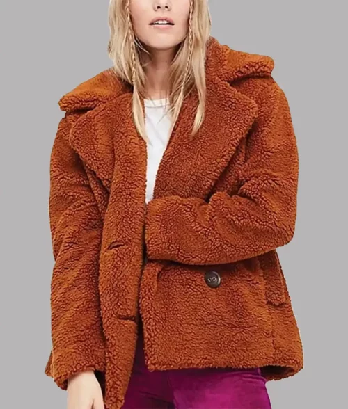 Beth Orange Shearling Coat