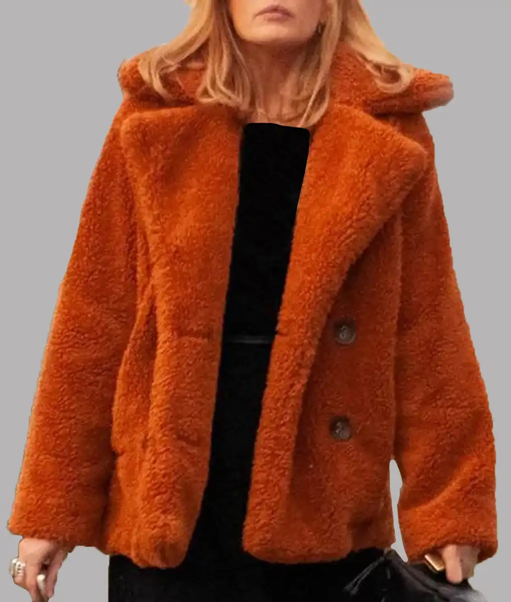 Beth Orange Shearling Coat