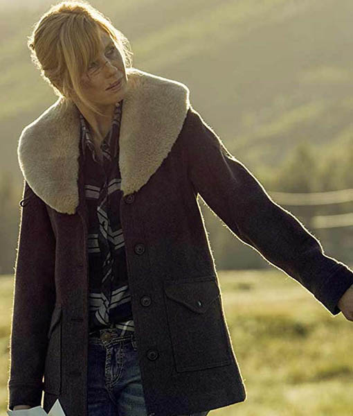 Yellowstone Beth Dutton Blue Hooded Aztec Coat SemiCloak Style Coat