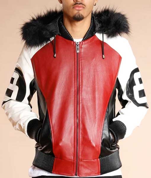 8 Ball Hooded Leather Jacket