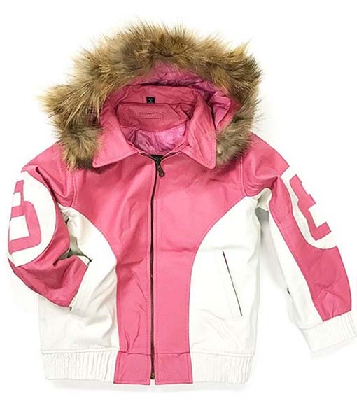 pink hooded jacket