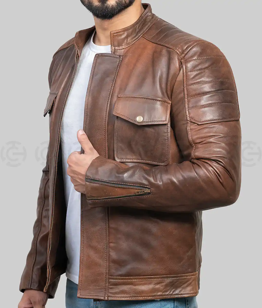Frank Grillo Boss Level Brown Leather Jacket The Leather City