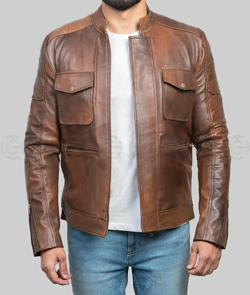 Boss Level Lederjacke Boss Frank Grillo Boss Level Brown Leather