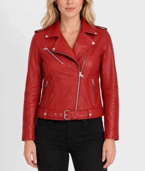 Freaky Millie Red Leather Jacket - Front
