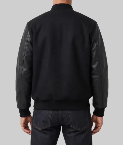 Mens Black Bomber Jacket - Back