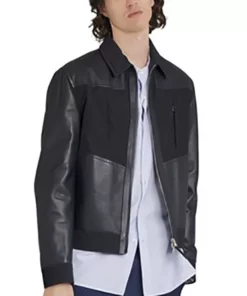 Mixed leather Bomber Jacket