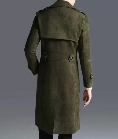 Men’s Military Green Leather Coat