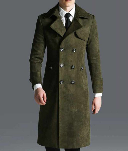Men’s Military Green Suede Leather Coat | TLC