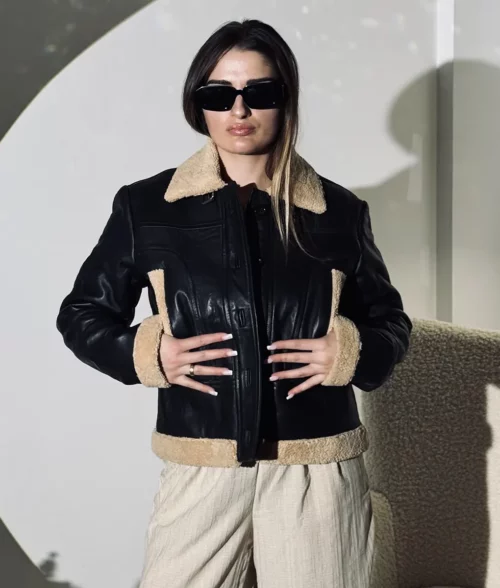 Judith Women's Black Leather Shearling Jacket (1)