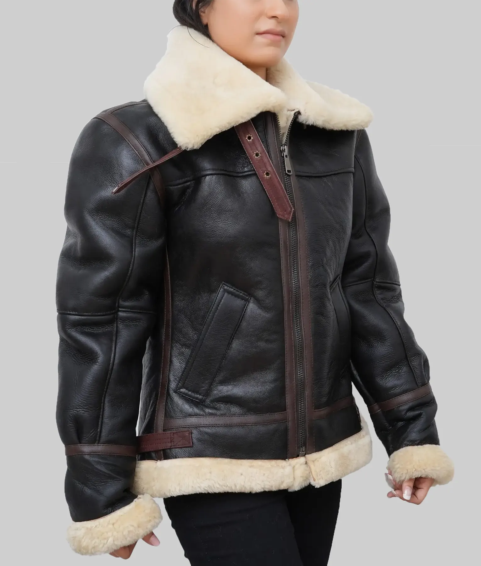 Kim Kardashian Black Shearling Jacket