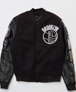 Mens Black Brooklyn Varsity Jacket