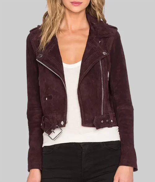 Annika Women's Brown Suede Biker Jacket