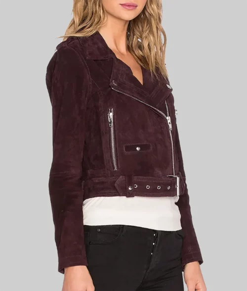 Annika Women's Brown Suede Biker Jacket