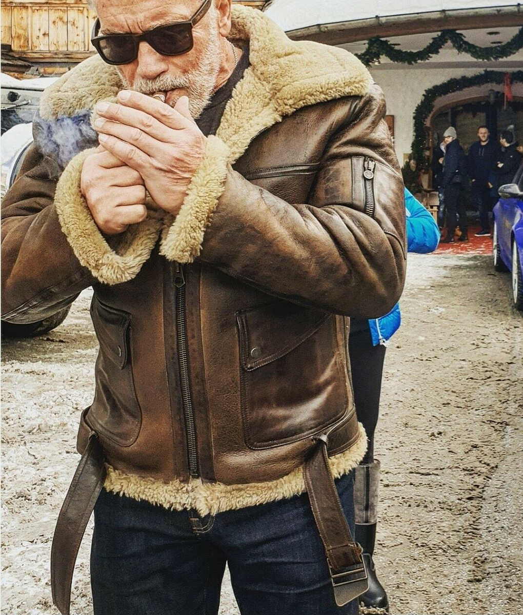 Arnold Schwarzenegger Leather Jacket | B-6 Aviator Jacket