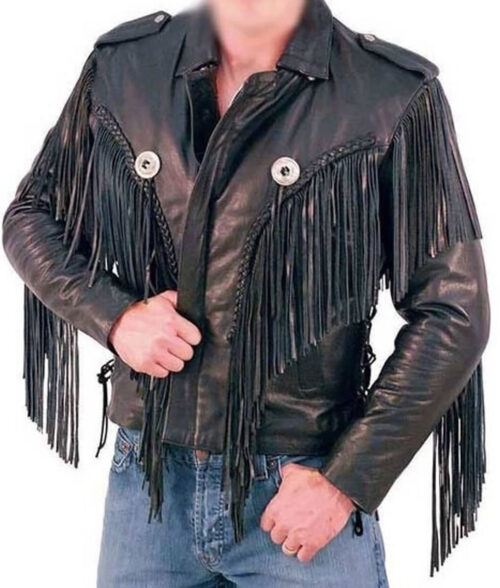 Men’s Fringed Biker Leather Jacket