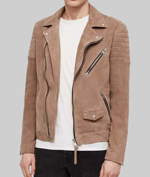 Men’s Taupe Brown Leather Jacket-FrontView1