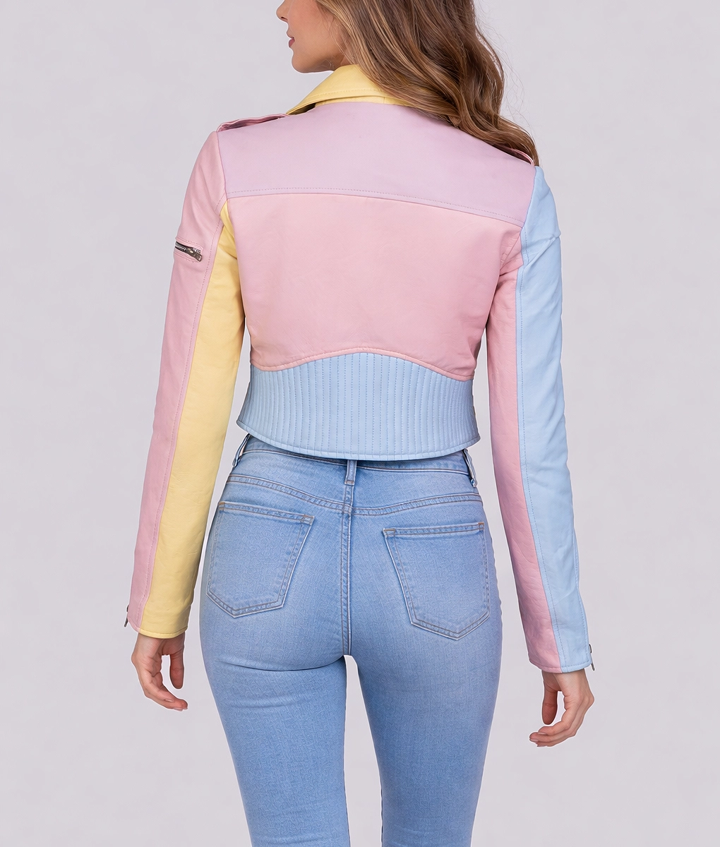 Rainbow Pastel Moto Jacket | Women's Rainbow Pastel Moto Jacket-2