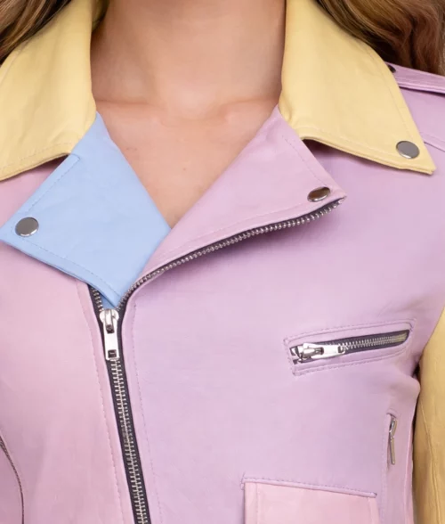 Rainbow Pastel Moto Jacket | Women's Rainbow Pastel Moto Jacket-5