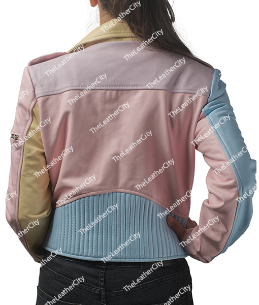 Women’s Rainbow Pastel Colors Moto Biker Leather Jacket TLC