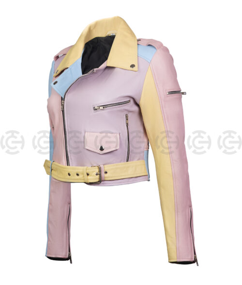 Women’s Rainbow Pastel Moto Jacket
