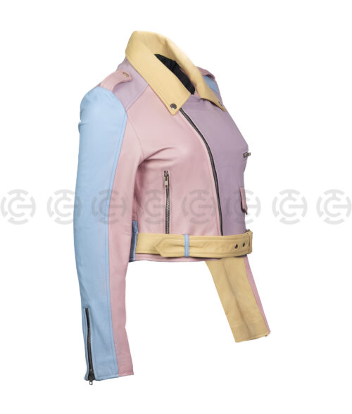Women’s Rainbow Pastel Moto Jacket