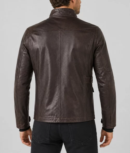 Men&rsquo;s Biker Harrison Adventure Leather Jacket - Back