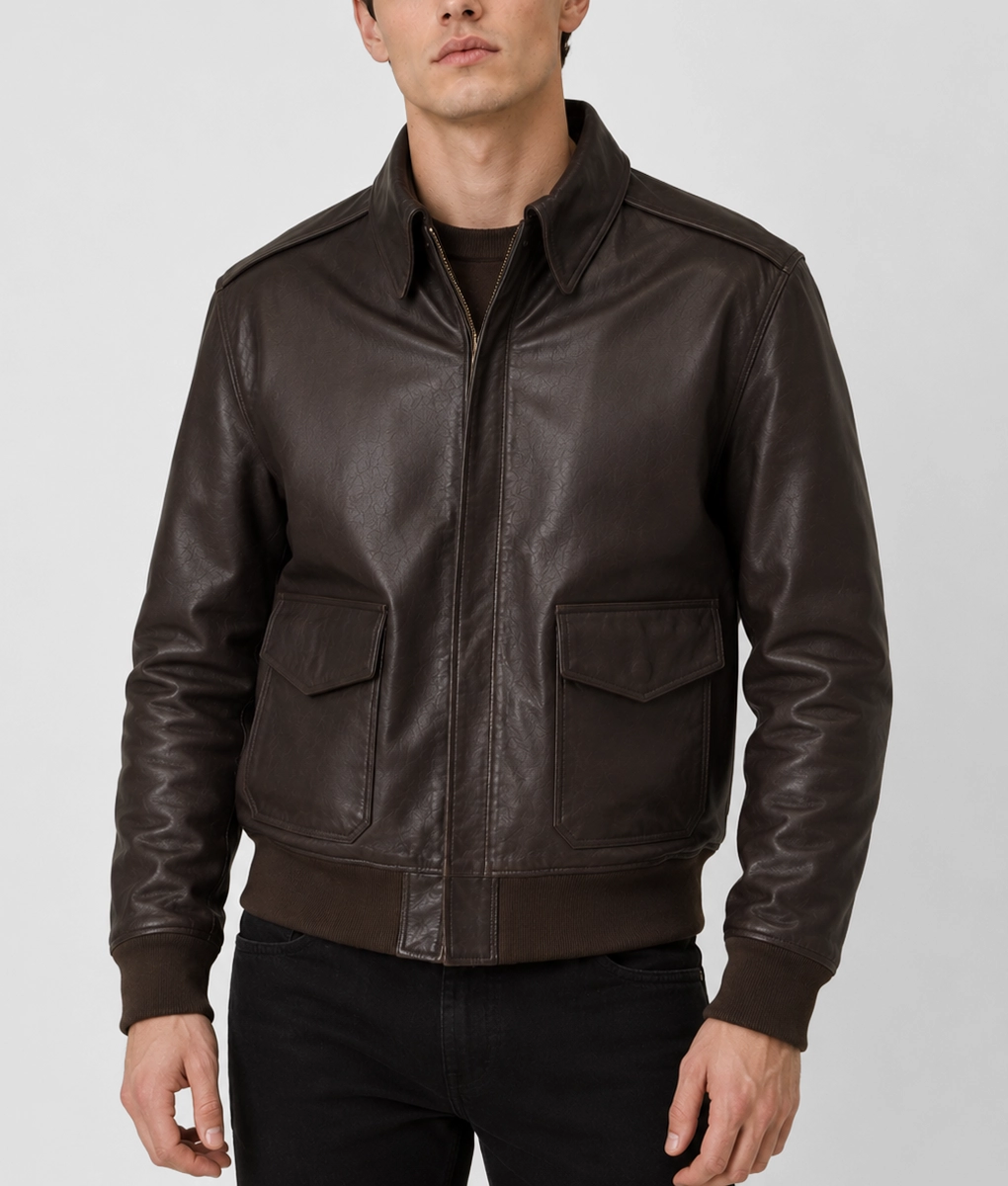 Joe Biden A2 Brown Leather Jacket - Front 1