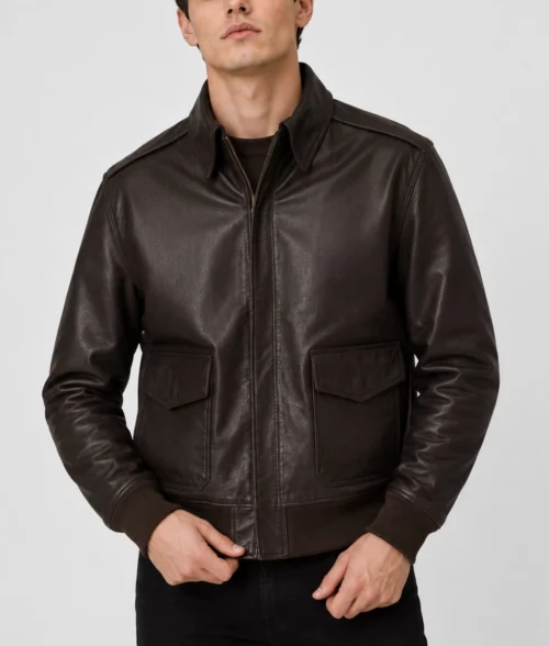 Joe Biden A2 Brown Leather Jacket - Front 2