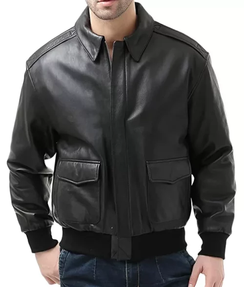 Men’s A-2 Flight Black Leather Jacket