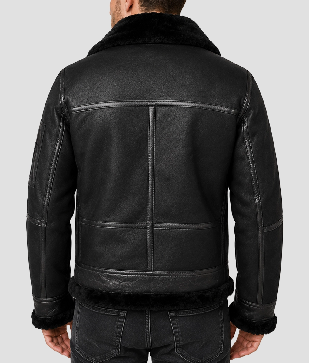 Men&rsquo;s Aviator B16 Belted Leather Jacket - Back