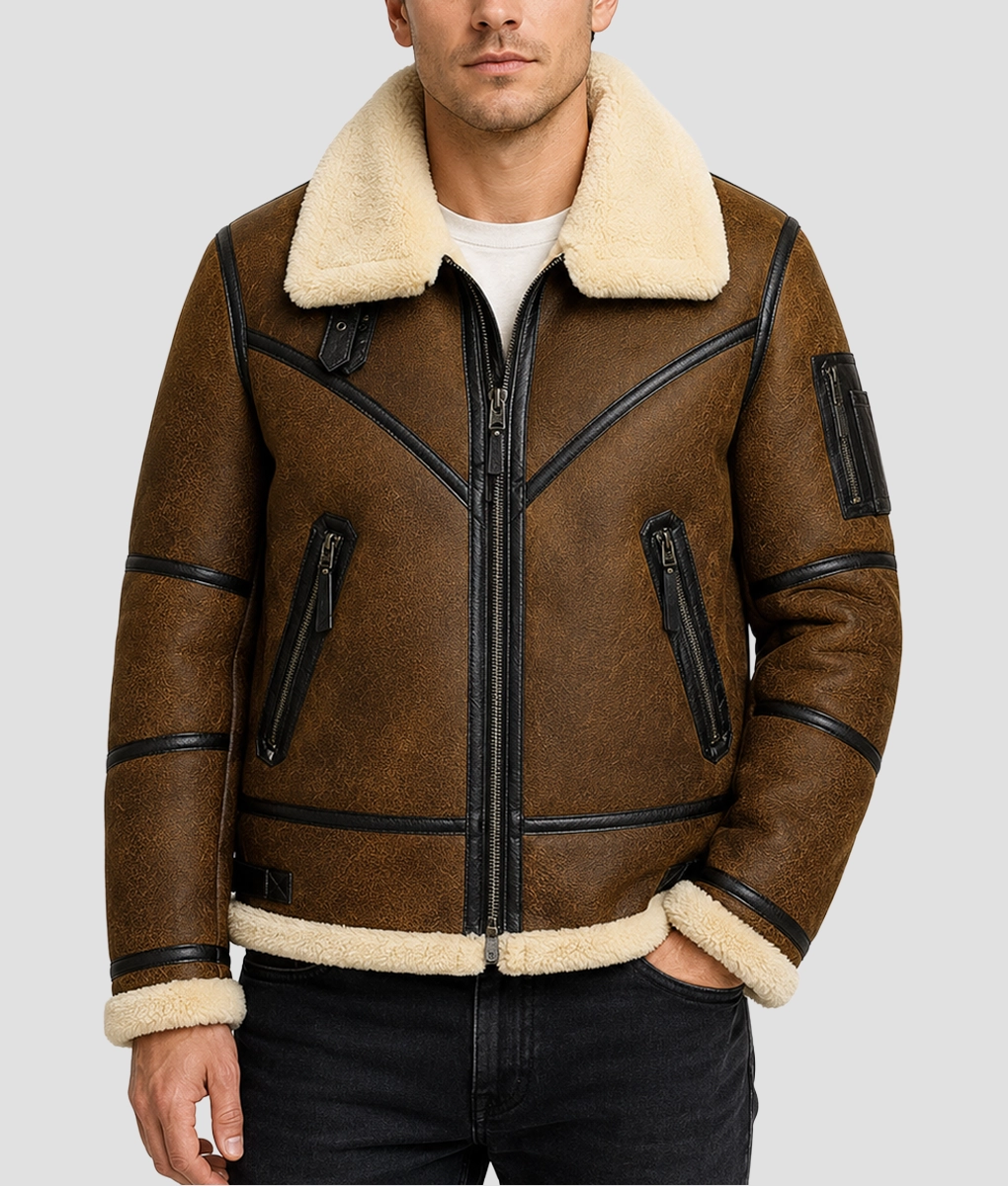 Men&rsquo;s Aviator B3 Flight Shearling Jacket - Front