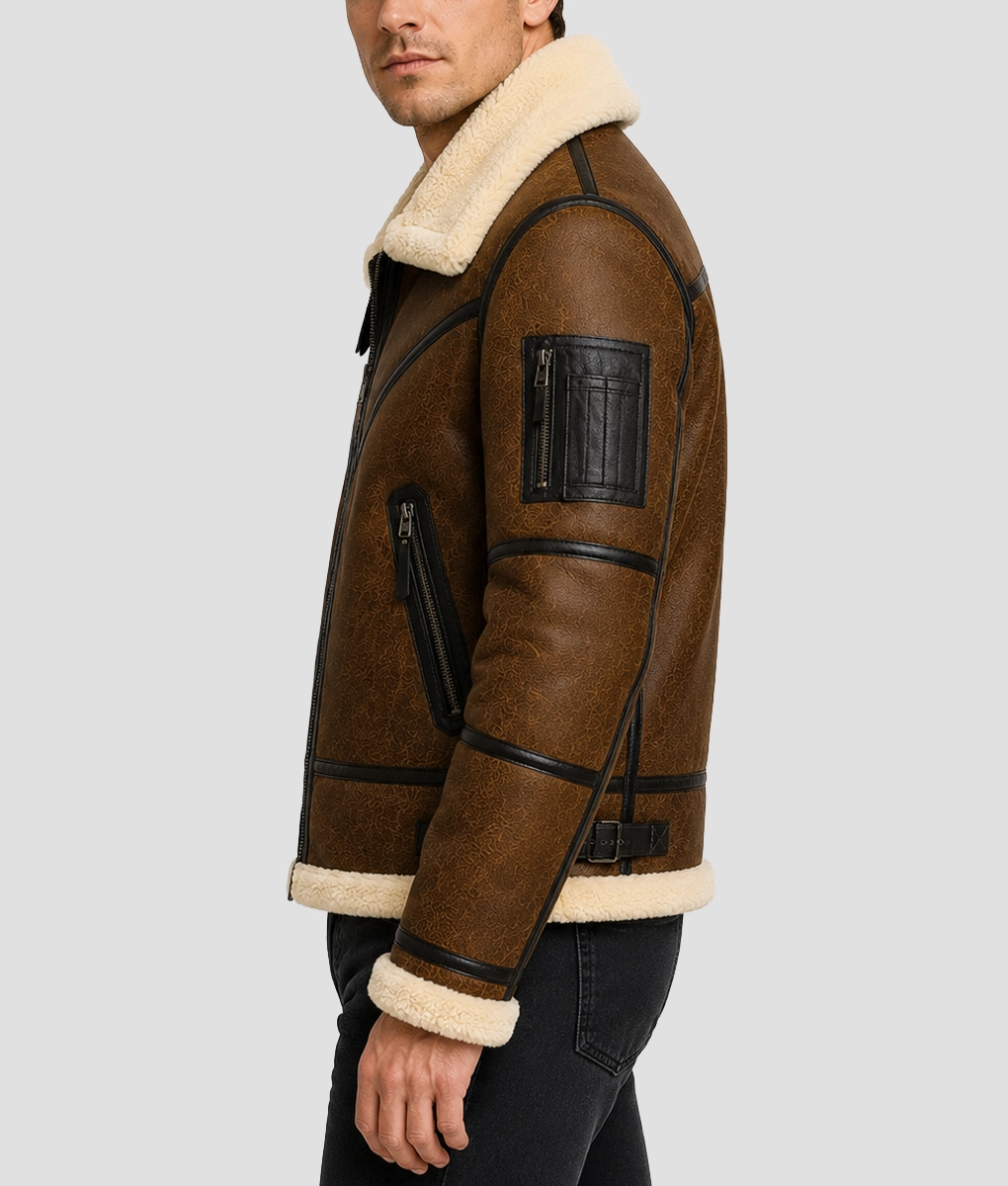 Men&rsquo;s Aviator B3 Flight Shearling Jacket - Side