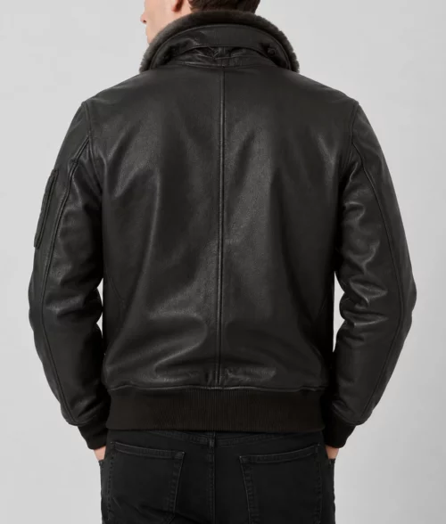 Men&rsquo;s B-15 Flight Brown Leather Jacket - Back