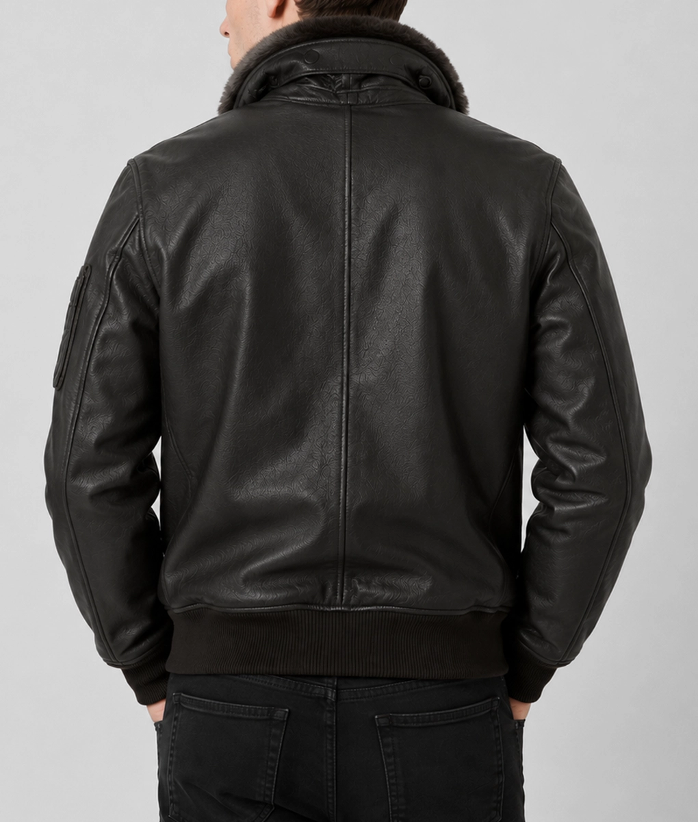 Men&rsquo;s B-15 Flight Brown Leather Jacket - Back