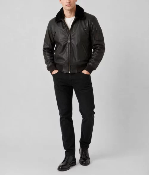 Men&rsquo;s B-15 Flight Brown Leather Jacket - Full