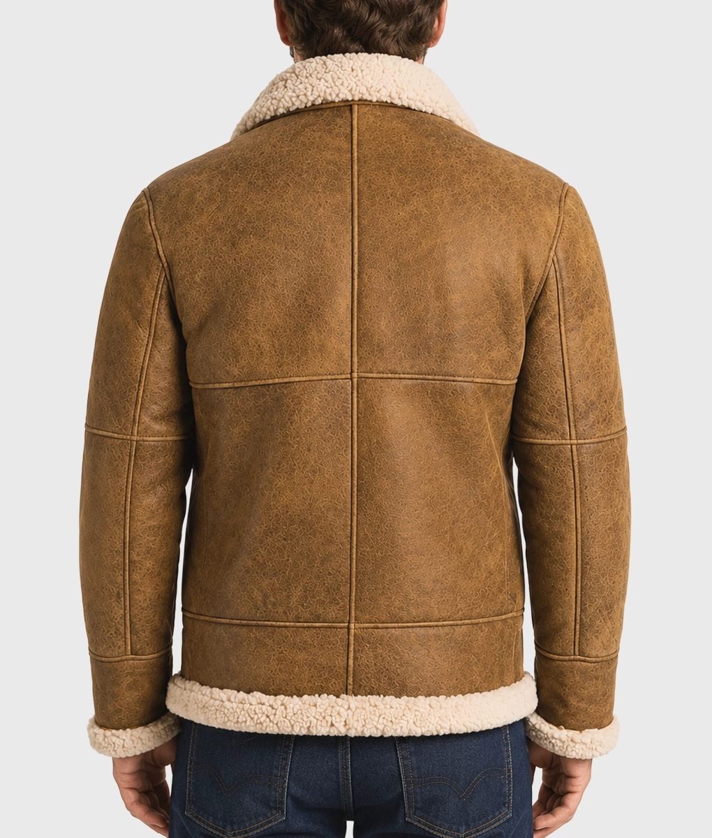 Men’s B3 Aviator Brown Leather Jacket - Back