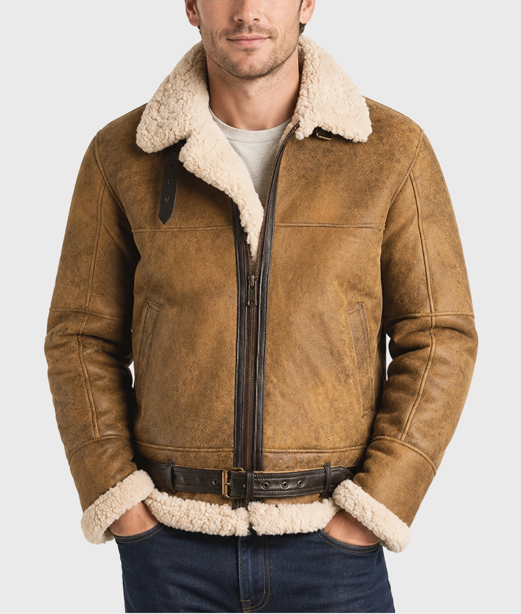 Men’s B3 Aviator Brown Leather Jacket - Front