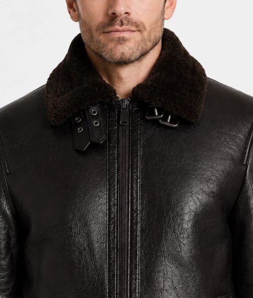 Men&rsquo;s Brown B3 Bomber Jacket - Collar