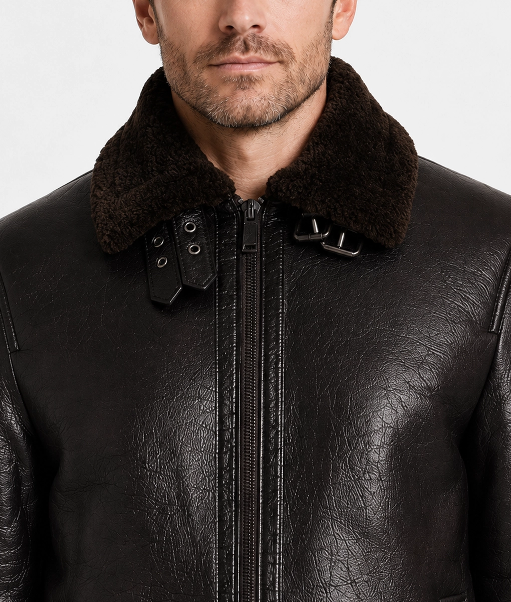 Men&rsquo;s Brown B3 Bomber Jacket - Collar