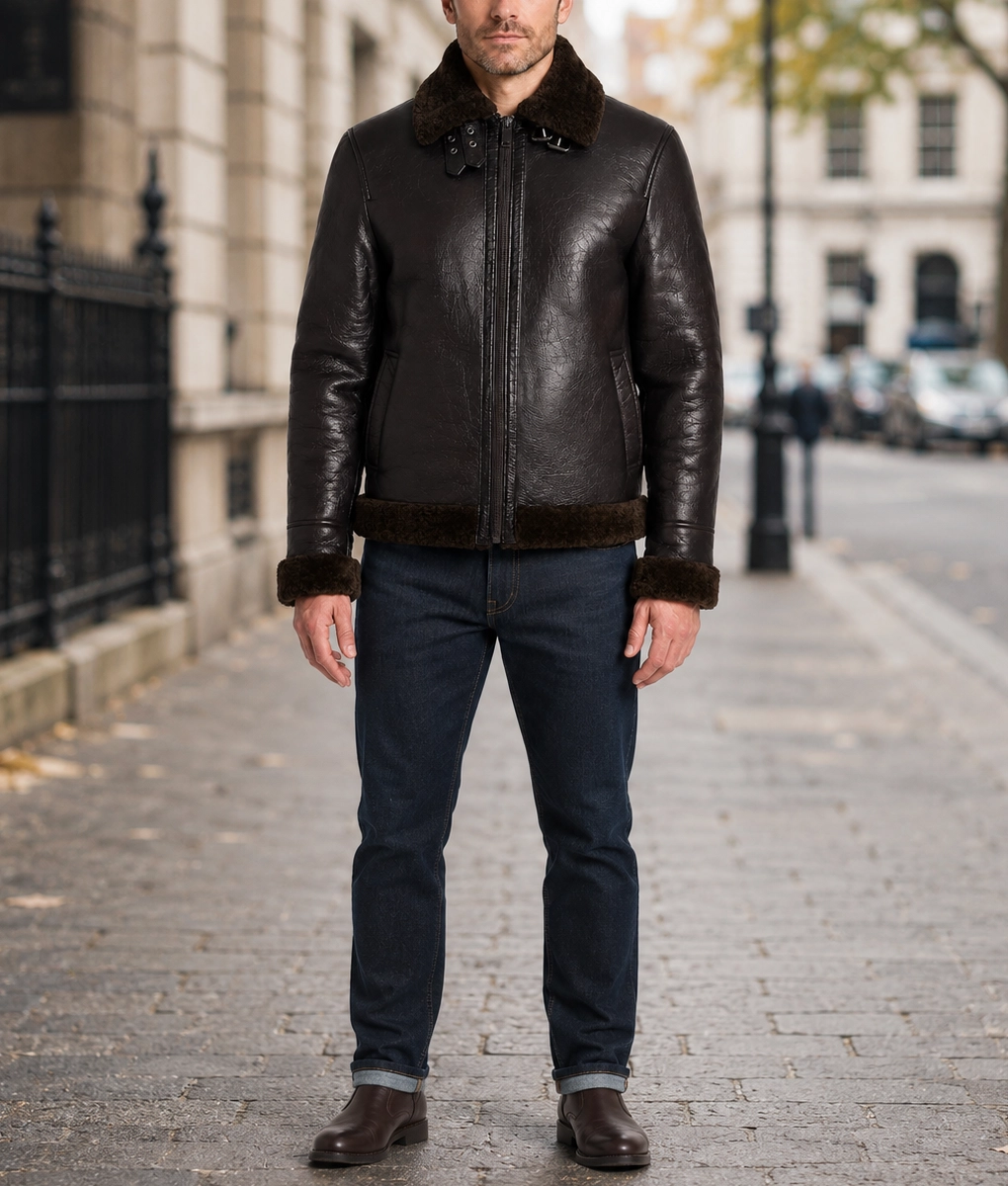 Men&rsquo;s Brown B3 Bomber Jacket - Full