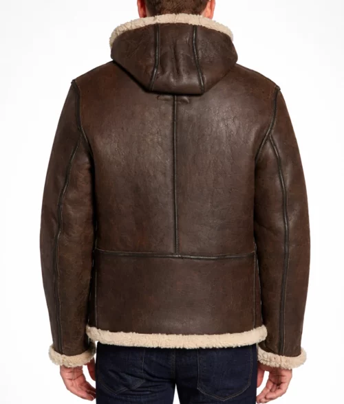 Men's B6 Aviator Bomber Jacket with Hood - Faux Shearling Leather