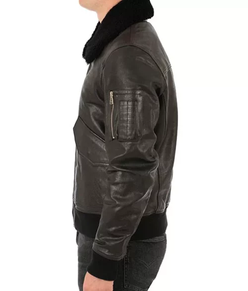 Men’s Brown Leather Bomber Aviator Jacket